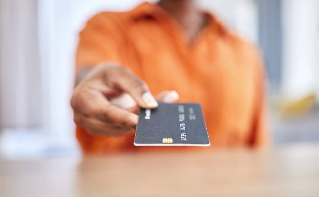 Customer making a card payment after deciding to purchase