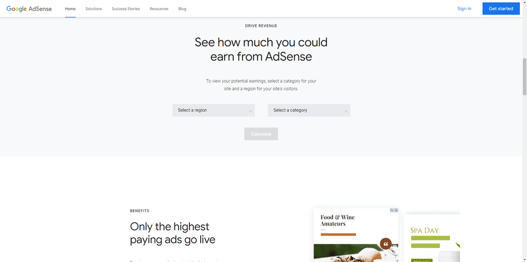 adsense blogging - image depicts an Adsense Google calculator