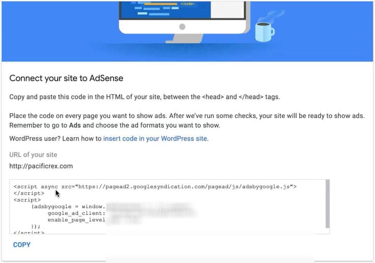 Connecting your blog to Adsense