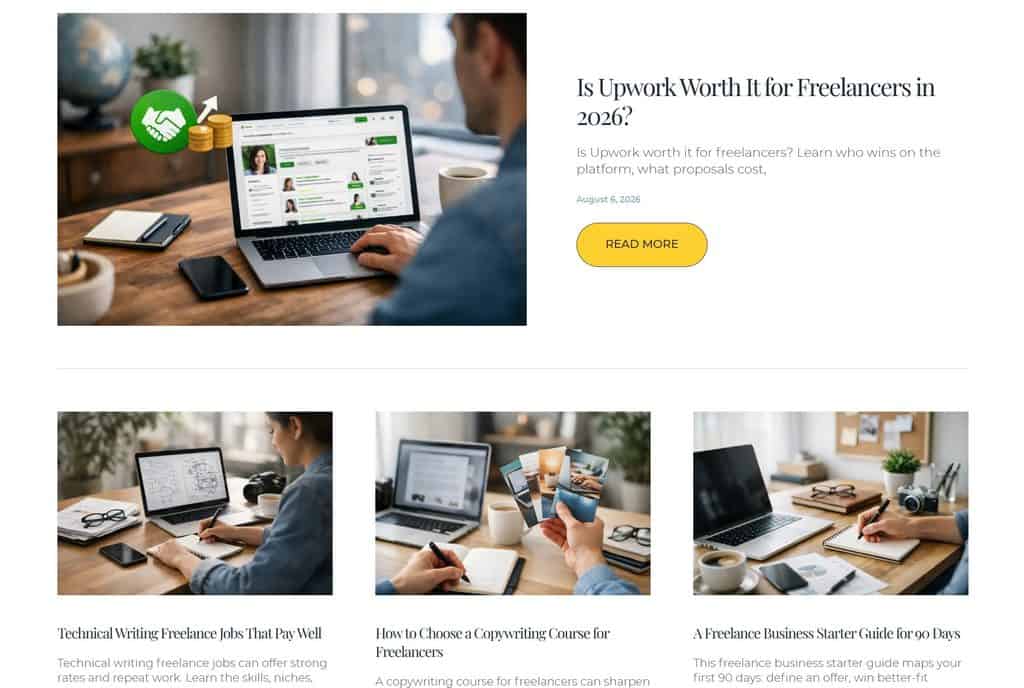 Adsense Blogging and image depicts a clean blog without ads to start with