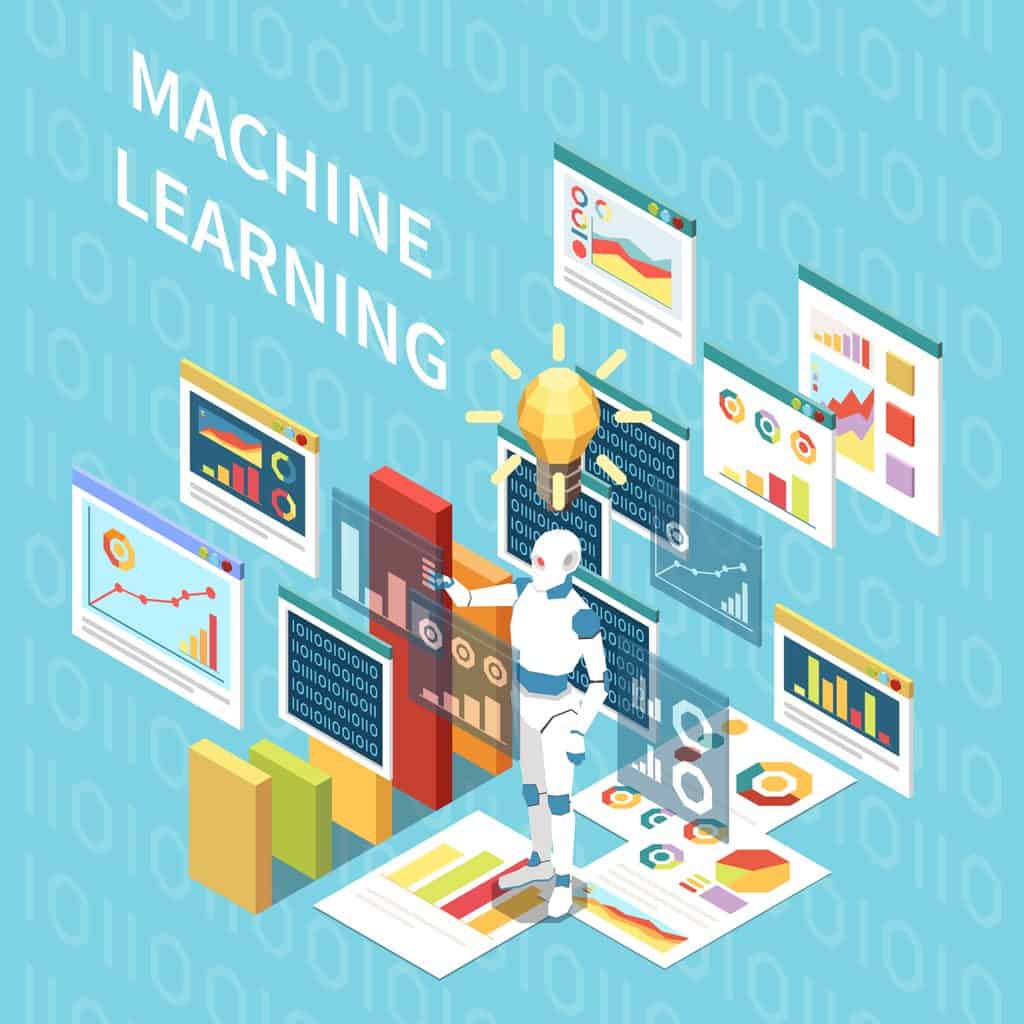 Isometric illustration of an AI system analyzing data, representing generative engine optimization