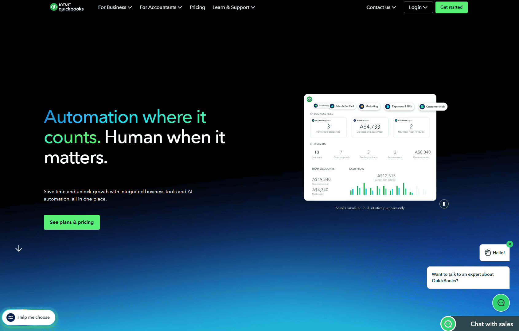 QuickBooks Online homepage dashboard, one of the best freelance invoicing software options for growing businesses